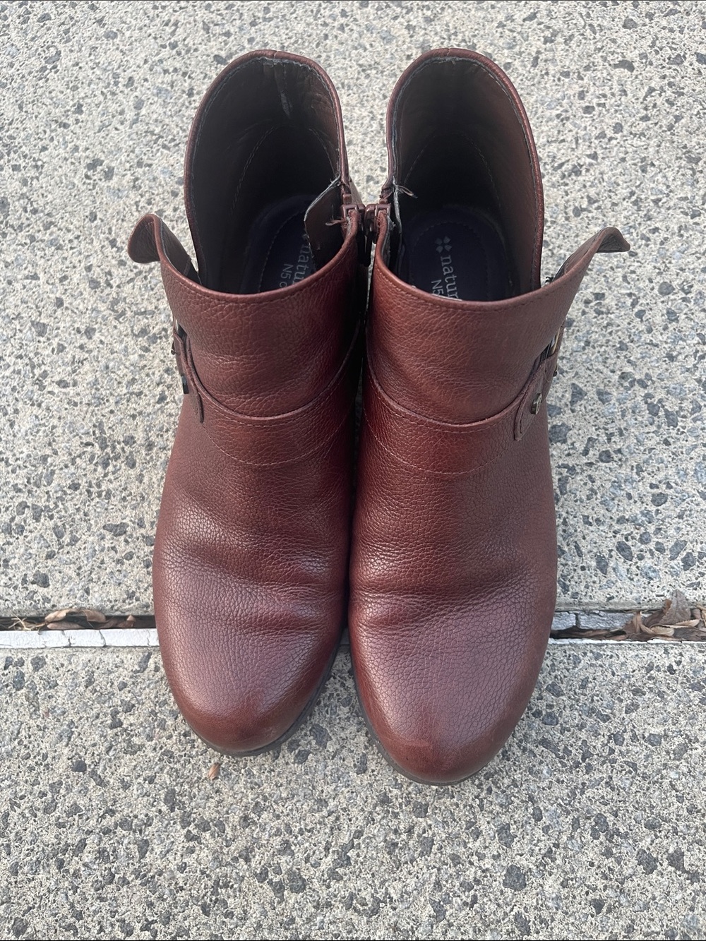 Naturalizer Chestnut Brown Leather Ankle Boots
